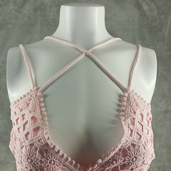 NWT FRANCESCA Mi Ami Bralette Lace Smocked M(8-10) Pink Stra Cross Back - Picture 3 of 12